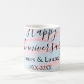 Happy anniversary wedding name date year pastel  kaffeetasse (Mittel)
