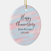 Happy anniversary wedding name date year pastel  keramik ornament (Rechts)