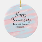 Happy anniversary wedding name date year pastel  keramik ornament (Hinten)