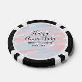 Happy anniversary wedding name date year pastel  pokerchips (Einzeln)
