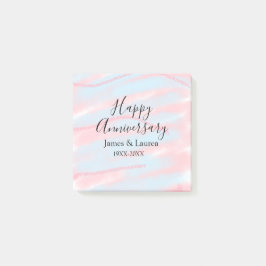 Happy anniversary wedding name date year pastel  post-it klebezettel