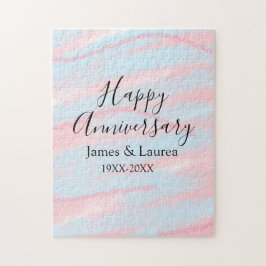 Happy anniversary wedding name date year pastel  puzzle