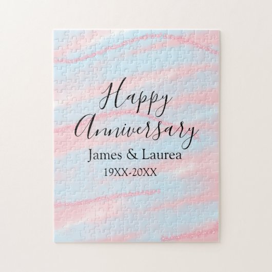 Happy anniversary wedding name date year pastel  puzzle (Vertikal)