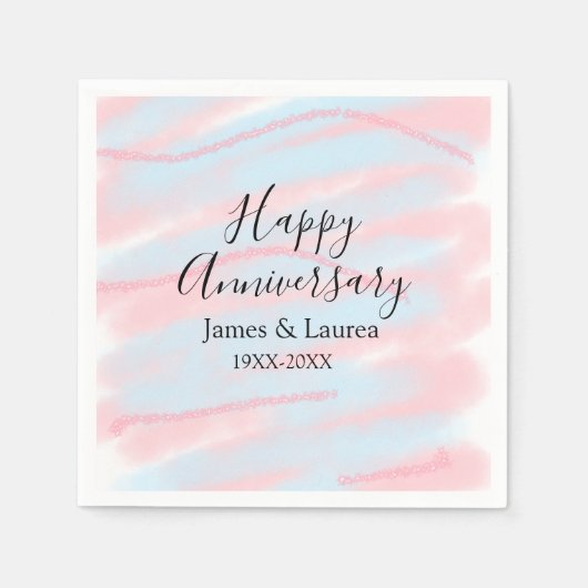 Happy anniversary wedding name date year pastel serviette (Vorderseite)