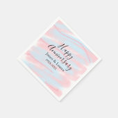 Happy anniversary wedding name date year pastel serviette (Ecke)