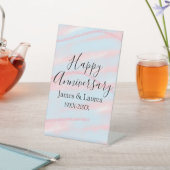 Happy anniversary wedding name date year pastel  sockelschild (In SItu)