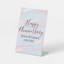 Happy anniversary wedding name date year pastel  sockelschild