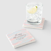 Happy anniversary wedding name date year pastel  steinuntersetzer (Seitenansicht)