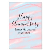 Happy anniversary wedding name date year pastel  tischnummer (Rückseite)