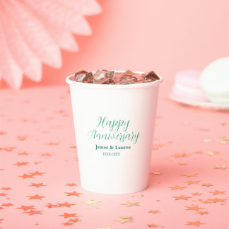 Happy anniversary wedding name date year simple mi pappbecher