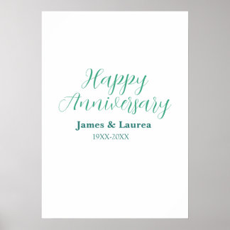 Happy anniversary wedding name date year simple mi poster