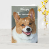Happy Anniversary Welsh Corgi Grußkarte Karte (Gelbe Blume)