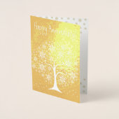 Happy Anniversary Whimsical Tree Blume Card Folienkarte (Vorderseite)