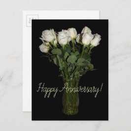Happy Anniversary White Roses Blumenfotografie Postkarte
