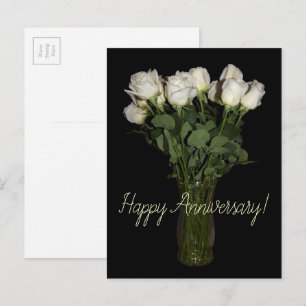 Happy Anniversary White Roses Blumenfotografie Postkarte