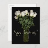 Happy Anniversary White Roses Blumenfotografie Postkarte (Vorne/Hinten)