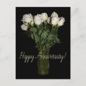 Happy Anniversary White Roses Blumenfotografie Postkarte (Vorderseite)