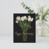 Happy Anniversary White Roses Blumenfotografie Postkarte (Stehend Vorderseite)