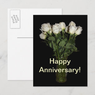 Happy Anniversary White Roses Blumenfotografie Postkarte