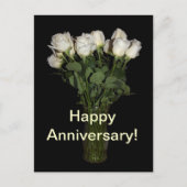 Happy Anniversary White Roses Blumenfotografie Postkarte (Vorderseite)