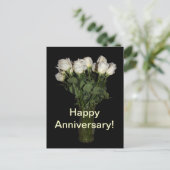 Happy Anniversary White Roses Blumenfotografie Postkarte (Stehend Vorderseite)