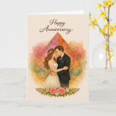 Happy Anniversary with Romance Couple  Karte (Gelbe Blume)