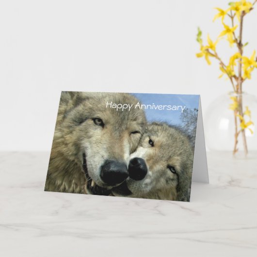 Happy Anniversary - Wolf Mates - für das Paar Karte (Gelbe Blume)