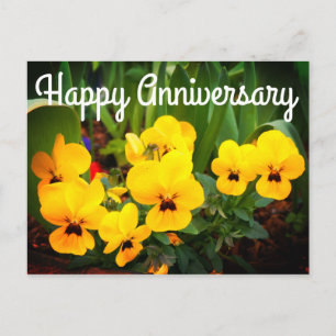 Happy Anniversary Yellow Pansy #1 Postcard Postkarte