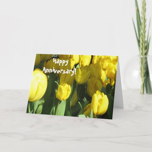 Happy Anniversary Yellow Tullip Grußkarte Karte (Vorderseite)