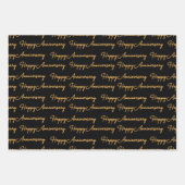 Happy AnniversaryGold Black Text Pattern Geschenkpapier Set (Vorderseite 3)