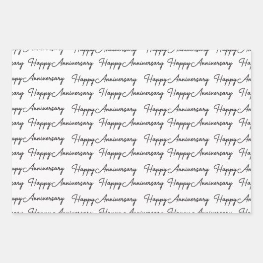 Happy AnniversaryGold Black Text Pattern Geschenkpapier Set (Vorderseite 2)