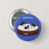 Happy ants Eis Skaten auf Keks Cartoon Button (Vorne & Hinten)