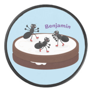Happy ants Eis Skaten auf Keks Cartoon Eishockey Puck