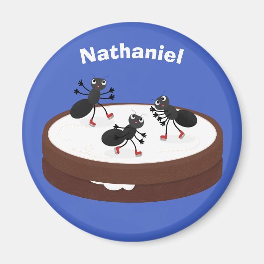 Happy ants Eis Skaten auf Keks Cartoon Magnet (Vorne)