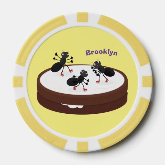 Happy ants Eis Skaten auf Keks Cartoon Pokerchips (Vorderseite)
