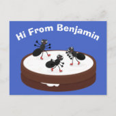 Happy ants Eis Skaten auf Keks Cartoon Postkarte (Vorderseite)