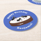 Happy ants Eis Skaten auf Keks Cartoon Runder Pappuntersetzer (Angewinkelt)