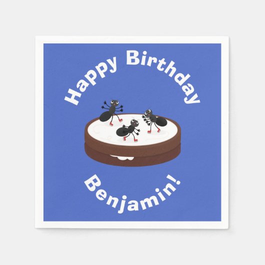Happy ants Eis Skaten auf Keks Cartoon Serviette (Vorderseite)