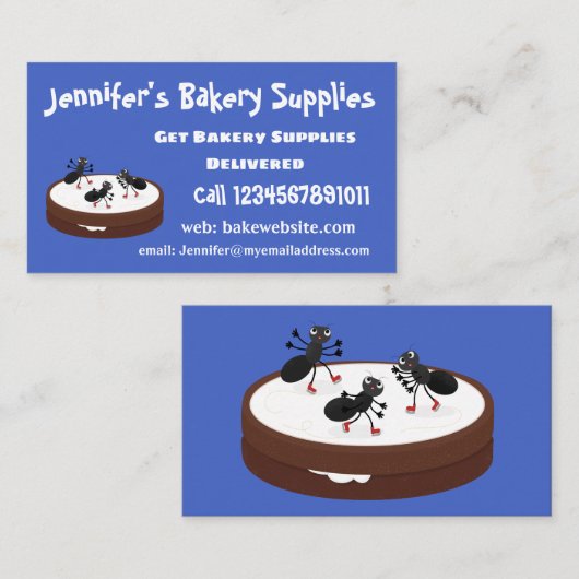 Happy ants Eis Skaten auf Keks Cartoon Visitenkarte (Vorne/Hinten)