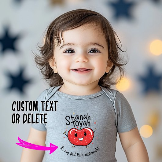 🍎 Happy Apple mit benutzerdefiniertem Text Baby Strampler