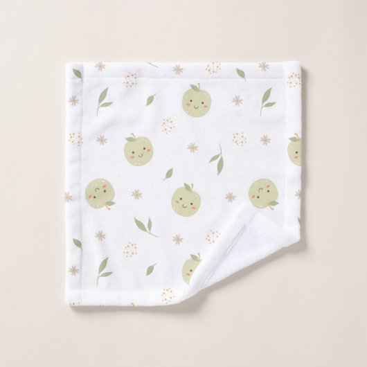 Happy Apples Pattern - Badetuch Set (Waschlappen)