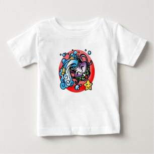 Happy Aquarius Lila Cartoon Vase Abwasser Baby T-shirt