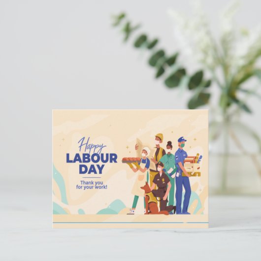 HAPPY ARBEITTAG ILLUSTRATION DESIGN Postkarte (Stehend Vorderseite)