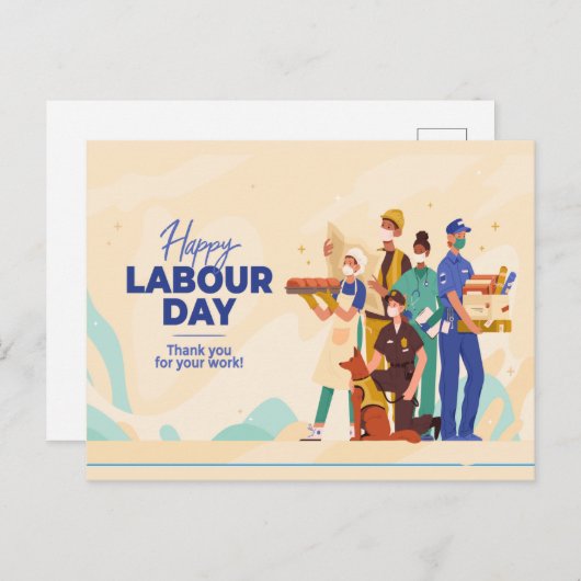 HAPPY ARBEITTAG ILLUSTRATION DESIGN Postkarte (Vorne/Hinten)