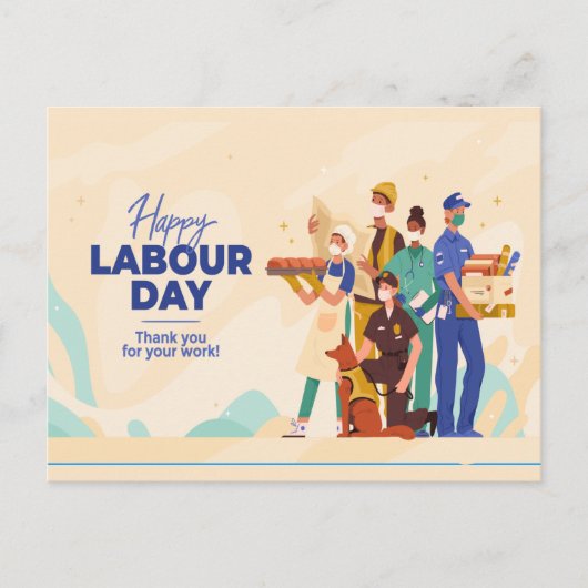 HAPPY ARBEITTAG ILLUSTRATION DESIGN Postkarte (Vorderseite)