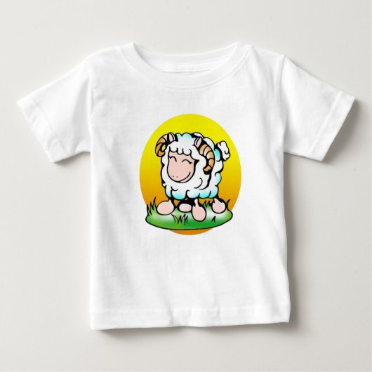 Happy Aries Ram Cartoon auf Gras Baby T-shirt (Vorderseite)