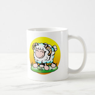 Happy Aries Ram Cartoon auf Gras Kaffeetasse