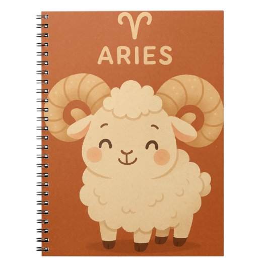 Happy Aries Ram Niedlich Zodiac Notebook Notizblock (Vorderseite)