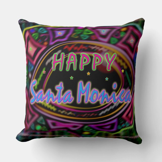 Happy Art: "Happy Santa Monica" Pillow Kissen (Vorderseite)