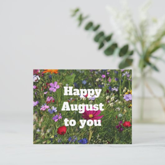 Happy August Postcard Postkarte (Stehend Vorderseite)